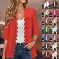 thumbnail image 1 of jiaxiM Summer Cardigans for Women Lightweight Open Front Cardigan Soft Draped 3/4 Sleeve Knit Hollow Out Top, 1 of 7