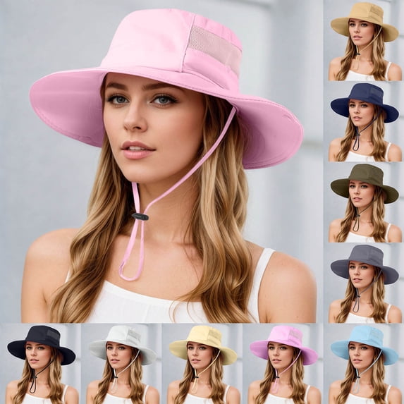 jiaxiM Sun Hats for Women Men UPF 80+ Wide Brim Breathable Bucket Hat Foldable Drawstring Lightweight Unisex Fishing CapAdjustable for Hiking, Gardening, Travel