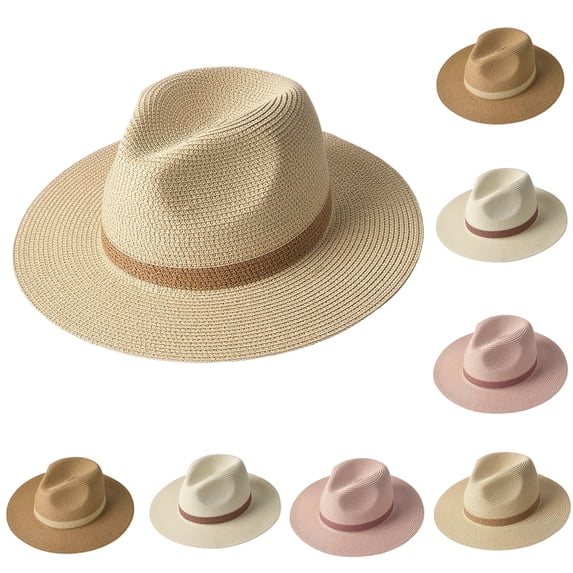jiaxiM Sun Hats for Women UV Protection,Wide Brim Beach Straw Cowboy Hat Packable for Summer Vacation