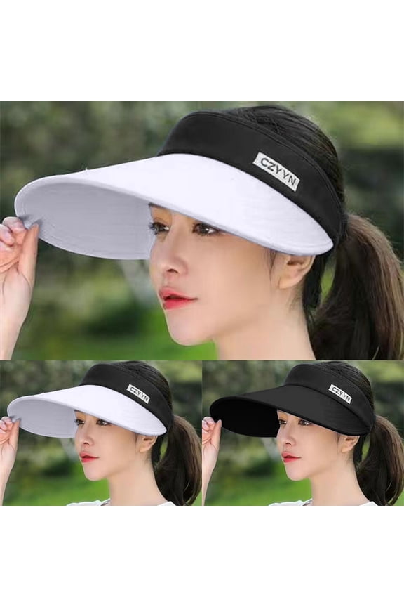 Sun Visors for Women Wide Brim Visor Packable Hats Adjustable UV Protection Summer Cap for Outdoor Sports