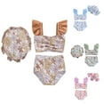 thumbnail image 1 of jiaxiM Toddler Girl Swimsuit 3 Piece Sparkly Adjustable Strap Tankini for Girls Modest Ruched Allover Printed Bathing Suits for Girls Cut Out for Swim Team Beach Swimwear, 1 of 4