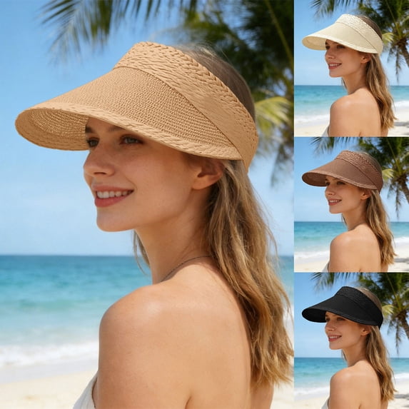 jiaxiM Women'S Sun Hats Summer Travel Vacation Foldable Wide Brim Straw Clip on Stretch Beach Hat Outdoor UV Protection Cap