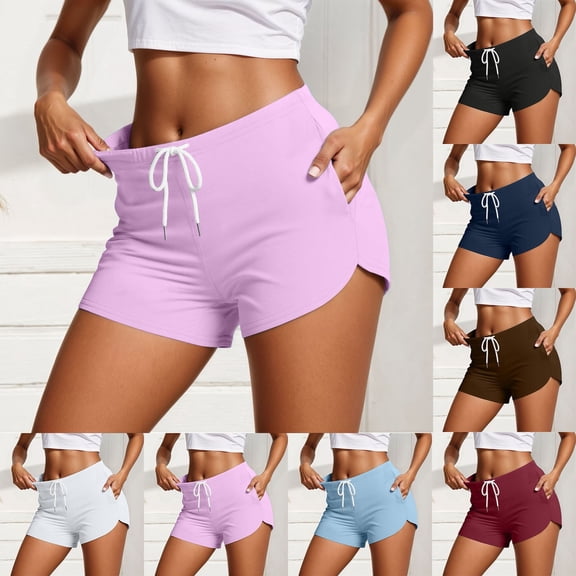 jiaxiM Womens Biker Shorts Comfy Workout Athletic Dolphin Shorts Low Rise Lounge Pajama Mini Shorts with Drawstring And Pockets