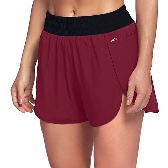 jiaxiM Womens Biker Shorts with Pockets 2 in 1 Split Flat Rise Running Shorts High Waisted Workout Athletic Gym Tennis Shorts Built In Liner