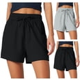 thumbnail image 1 of jiaxiM Womens Biker Shorts with Pockets 2 in 1 Split Flat Rise Running Shorts High Waisted Workout Athletic Gym Tennis Shorts Built In Liner, 1 of 4