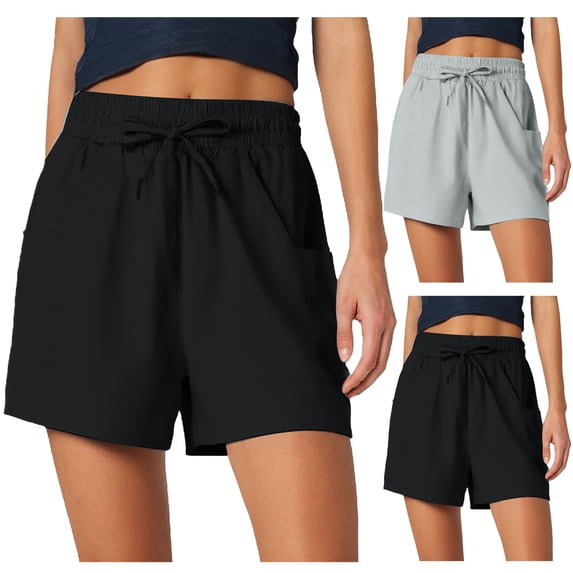 jiaxiM Womens Biker Shorts with Pockets 2 in 1 Split Flat Rise Running Shorts High Waisted Workout Athletic Gym Tennis Shorts Built In Liner