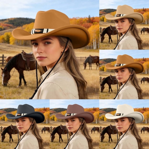 jiaxiM Womens Cowboy Hat Classic Western Cowboy Jazz Hat Sun Protection Wide Brim Comfortable for Daily Wear Outdoor Travel and Casual Outfits