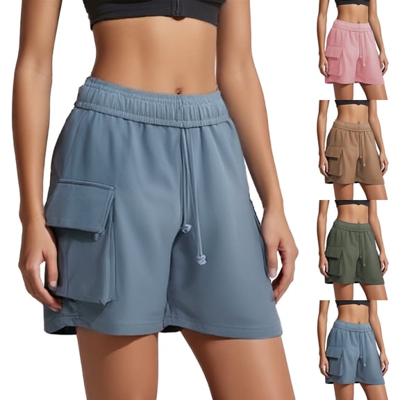 jiaxiM Womens Running Shorts Summer Cargo Wide Leg Sweat Shorts Lounge Athletic Drawstring Short with Pockets