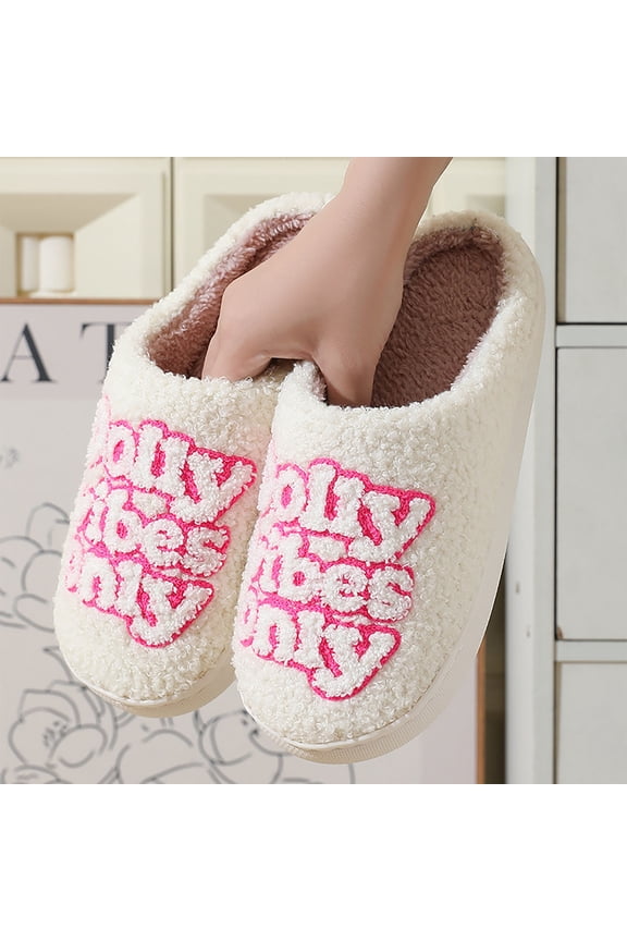 Bed Slippers for Women Knit Memory Foam Non-Skid Winter Warm Lined Warm Plush Bedroom Shoes Scuff Graphic Print Soft Lightweight Bride Gifts
