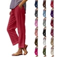 thumbnail image 1 of jiaxiM Work Pants Women High Waisted Wide Leg Palazzo Pants Plus Size Drawstring Fashion Linen Trousers for Women Cotton Lounge Pants Women Summer Beach Vacation, 1 of 8