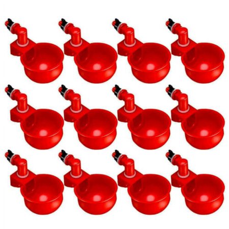 jiayinshidai Pack 12 Chicken Waterer Cups,Chicken Feeder Cup for Chicken Duck Turkey Rabbit,3/8 Inch Thread Automatic Filling,Solution for Poultry Watering