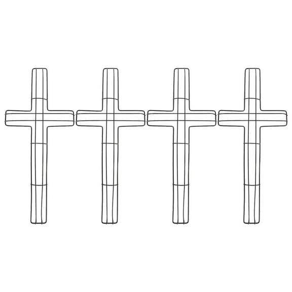 jibingyi 4pcs DIY Cross Metal Wreath Frame Flower Garden Cross Shaped Metal Wire Wreath Form