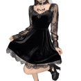 thumbnail image 1 of jicehd Halloweens Dresses Womens Goth Witchy Dress Lolita Dresses Long Sleeve Gothic Alt Dress Punk Grunge Emo Dress A Line Lace Hem Knee Length Dresses, 1 of 4