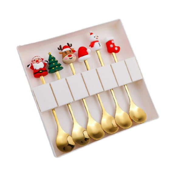 jicheng 6 Pieces Christmas Cutlery Reusable Tableware for Restaurant Ice Cream Party D