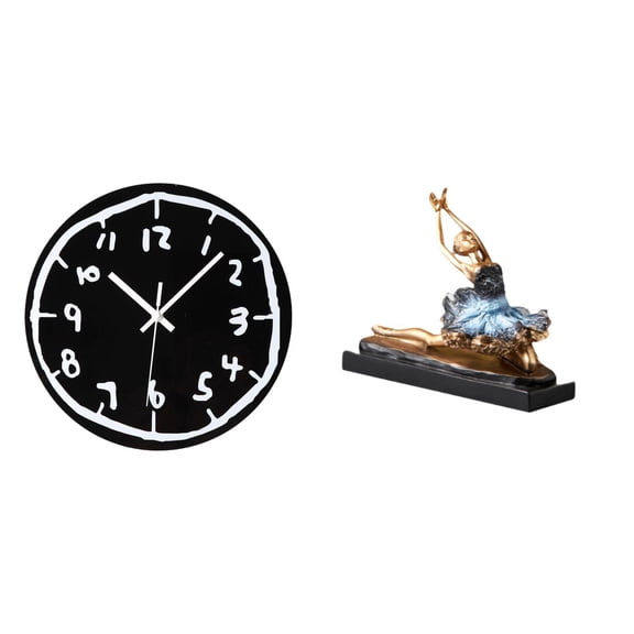 jicheng Acrylic Modern Wall Clock with Ballet Dancer Ornament Silent Minimalist Art Clock and Ballerina Girls Figurine for Kitchen Office Dining Room Decor