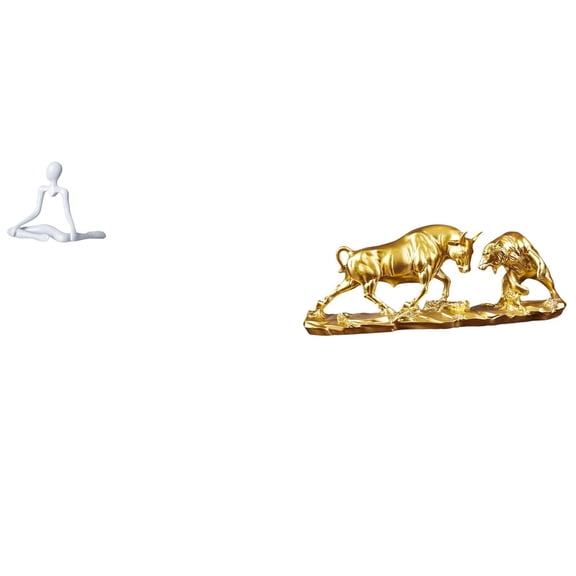 jicheng Creative Abstract Thinker Bull Statue Unique Decorative Figurine Modern Artwork Chinese Sculpture for Desk Entrance Bedroom Housewarming Gift