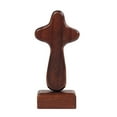 thumbnail image 1 of jicheng Cross Statue Wood Figurine with Base Collection Sculpture Tabletop Ornament for Hallway Housewarming Desktop Fireplace Family Dark Brown, 1 of 9