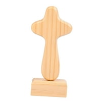 jicheng Cross Statue Wood Figurine with Base Collection Sculpture Tabletop Ornament for Hallway Housewarming Desktop Fireplace Family