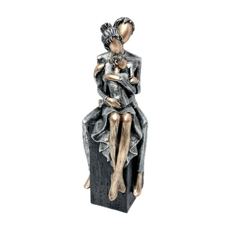 jicheng Family of 3 Figurine Family Figurine,Home Decor,Modern,Ornament Unique Parents and Kids Statue for Tabletop Living Room Decor Black Sliver