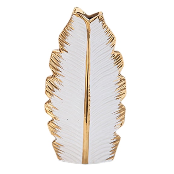 jicheng Flowers Holder Decoration Porcelain Flower Vase for Home Living Room Bookshelf Gold and White