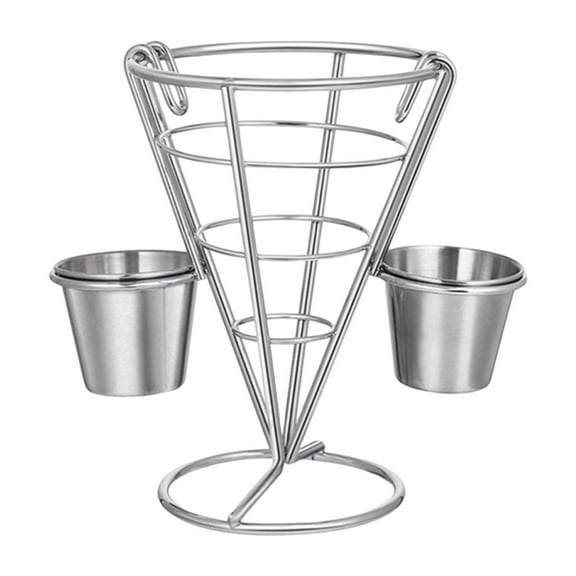 jicheng French Fries Stand Cone Basket Fried Food Basket for Picnic Restaurant Table Double Cup