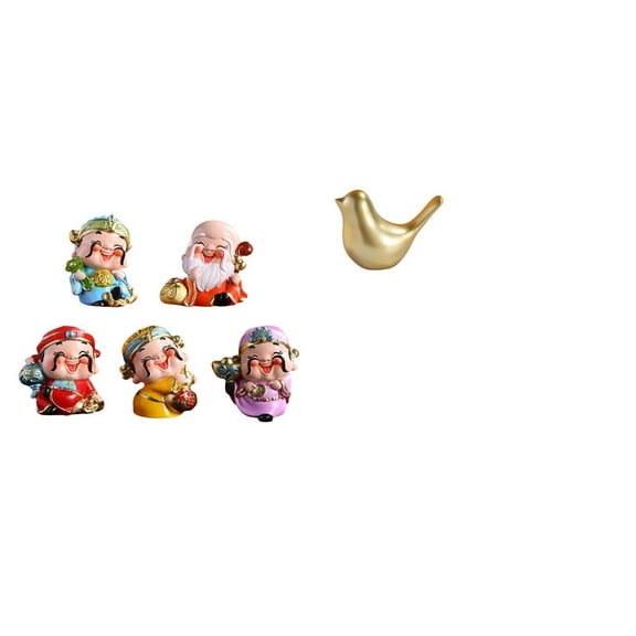 jicheng Golden God of Fortune Birds Resin Tabletop Sculpture Modern Animal Statue Wealthy Bedroom Office Decor New Year Housewarming Gift Ornament