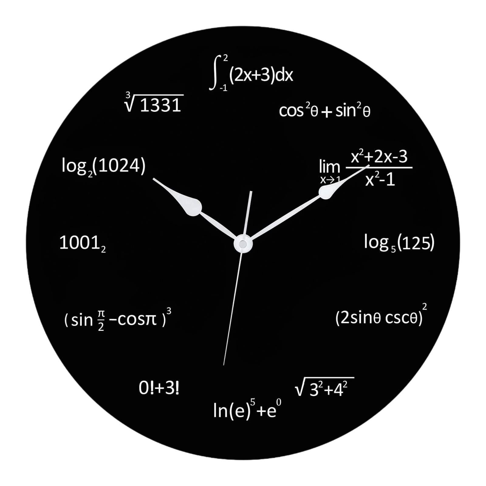 jicheng Math Equations Wall Clock 11.81inch Silent for Living Room Classroom Bedroom