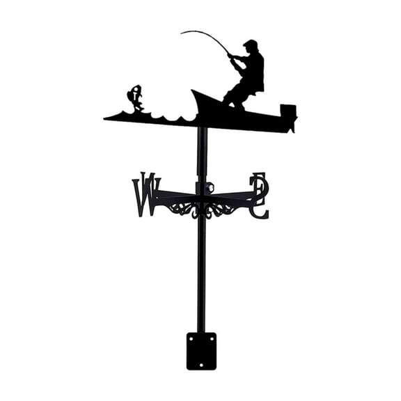 jicheng Metal Weathervane Decorative Iron Art Ornament for Outdoor Yard Garden Decor Fishing