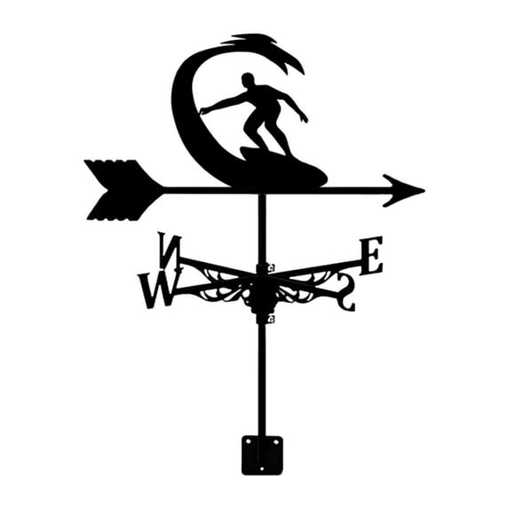 jicheng Metal Weathervane Decorative Iron Art Ornament for Outdoor Yard Garden Decor Surfing
