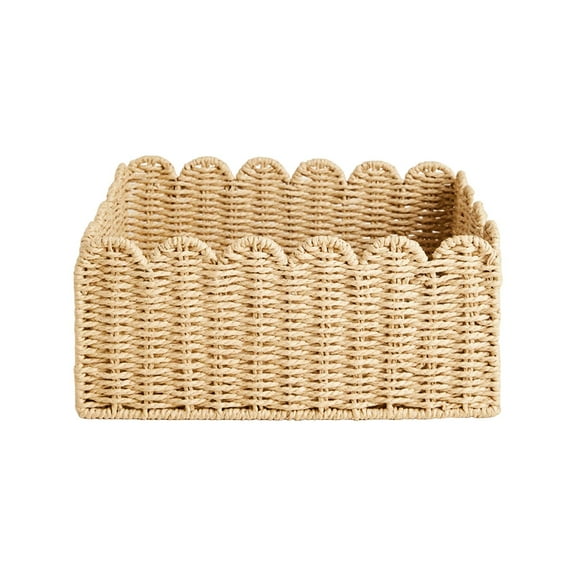 jicheng Paper Rope Storage Basket Dirty Clothes Laundry Basket Food Serving Utensils Lightweight Storage Organizer for Snacks Clothes 24x24x14CM