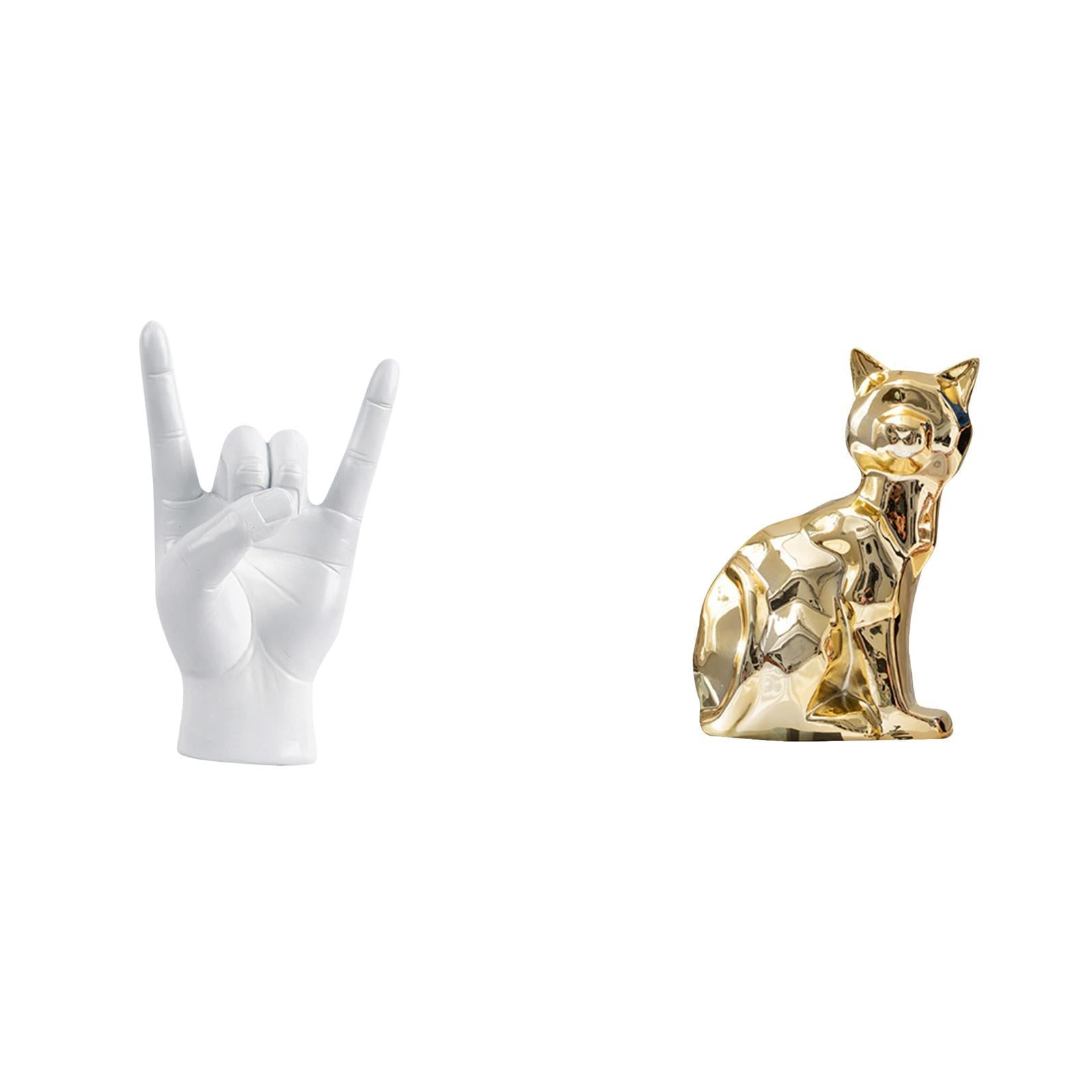 jicheng Rock Hand Gesture Cat Statue Hand Sign Animal Sculpture ...