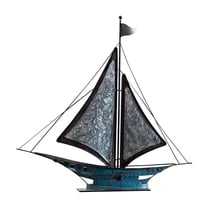 jicheng Sailing Boat Decor Art Decorative for Entrance Table Centerpiece Dining Room 39x7x37cm