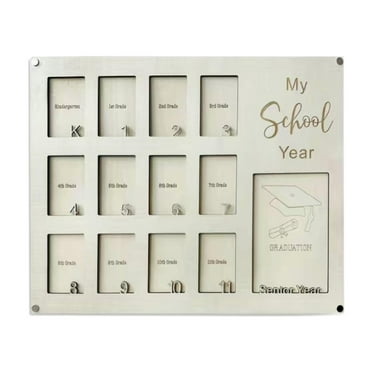 jicheng Wooden School Picture Frame Pre K to 12 40x30cm for Any Interior Lightweight Beige