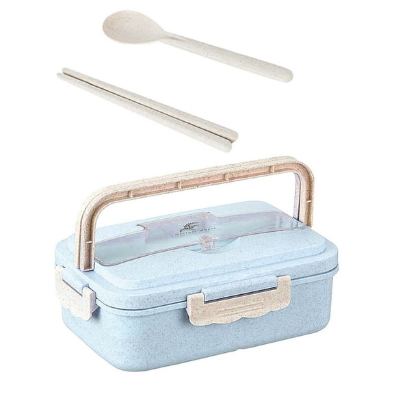 jieadkavo Food Storage Storage Bins Lunch Box Reusable 3-Compartment Plastic Divided Food Storage Container Boxes Tupperware Sets with Lids 1x lunch box, a pair of chopsticks, a spoon