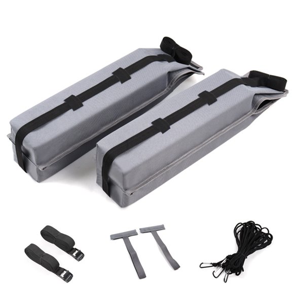 jiemuces 1 Set Universal Car Soft Roof Rack Pads, Luggage Carrier System for Kayak Surfboard Canoe, Include 2 Heavy Duty Tie Down Straps, 2 Tie Down Rope, 2 Quick Loop Strap