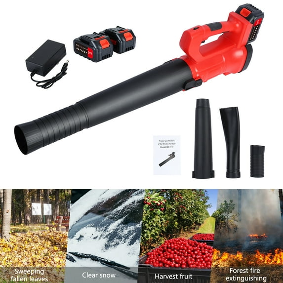 jiemuces Handheld Electric Leaf Blower Cordless, 6-Gear Leaf Blower with 2 Batteries(4.0 Ah) and 1 Charger, Battery Powered Lawn Care, Grass, Patio, Blowing Leaves and Snow