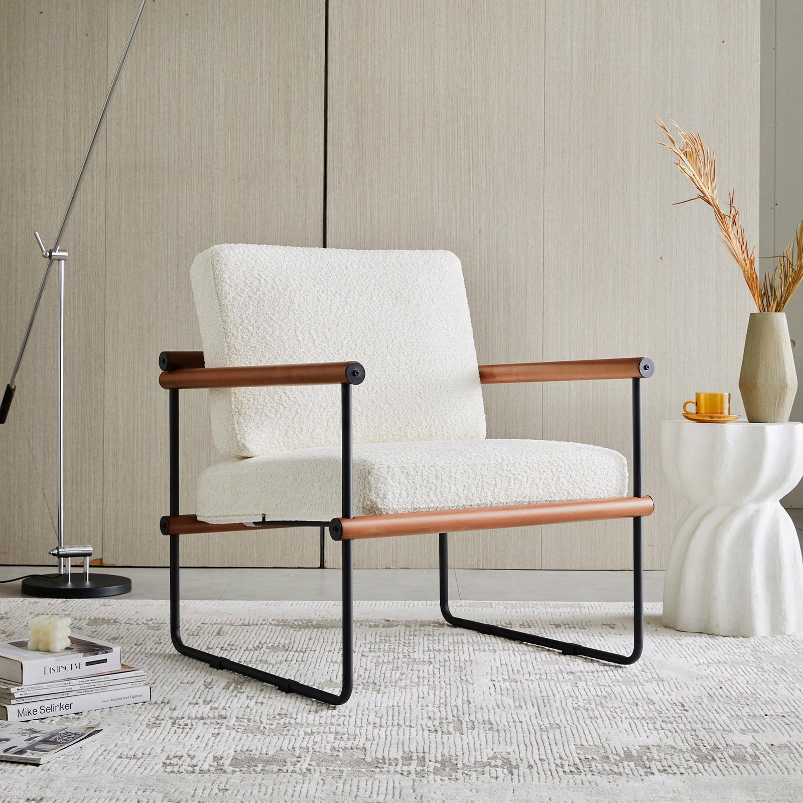 jiexi 28.3in Modern Velvet Fabric Accent Chair with Arms for Living ...
