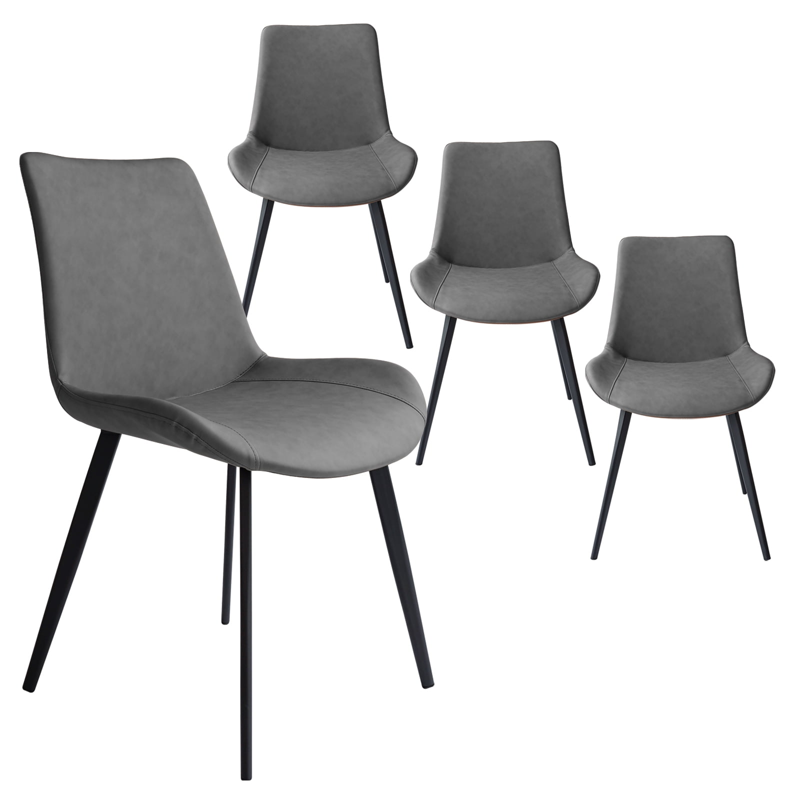 jiexi Dining Chairs Set of 4, Grey Dining Chairs，Pu Leather 4 Pcs