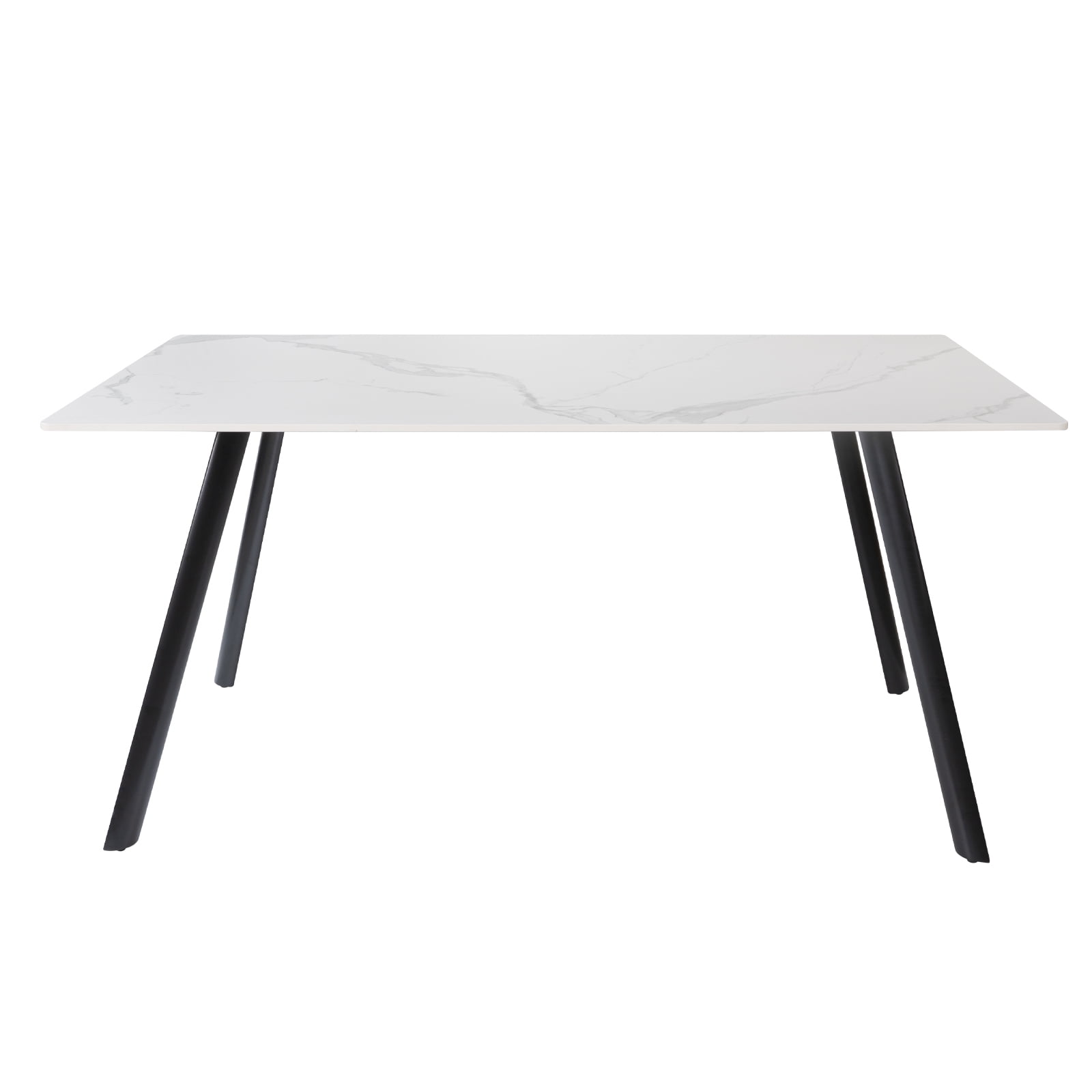 Jiexi Contemporary White Gloss Dining Table with Sintered Stone and Metal Legs - Walmart.com