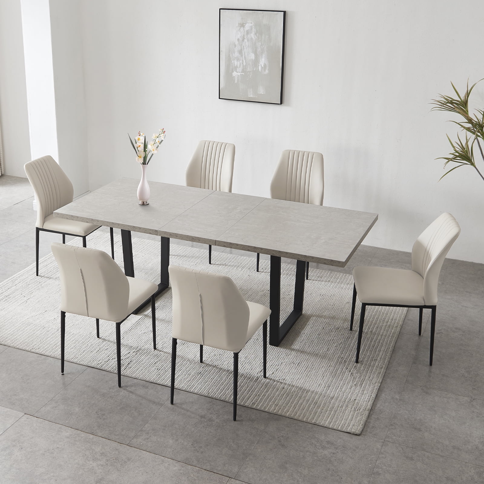 Contemporary extendable dining table set online