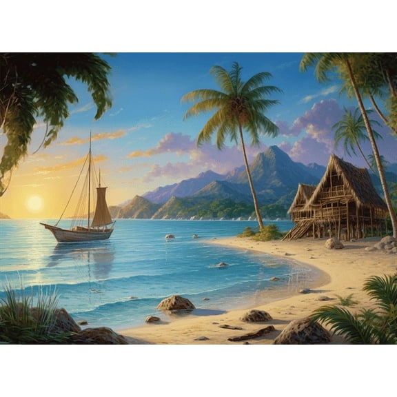 jigsaw Puzzles 50 pieces for adults Hidden Paradise Resort, Beach Formation wooden Challenging Puzzles Perfect for Game Nights 7.9'' x 5.9''