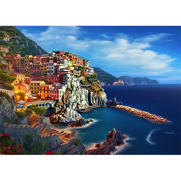 jigsaw puzzles 300 pieces for adults Italy Cinque Terre Formation wooden Challenging Puzzles Perfect for Game 14.9'' x 10.2''