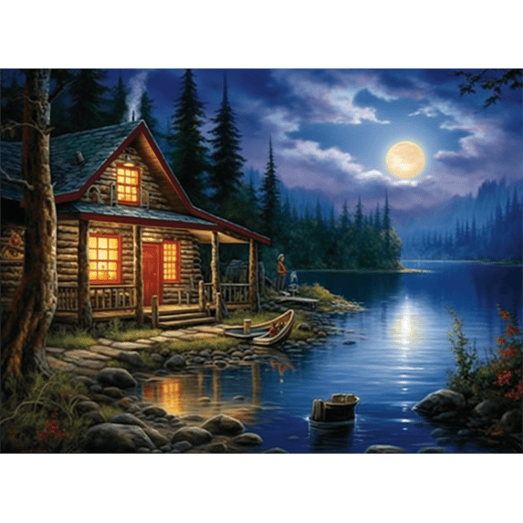 jigsaw puzzles 50 pieces for adults Moonlight Lodge wooden Challenging Puzzle Perfect for Game Toys Nights 7.9'' x 5.9''