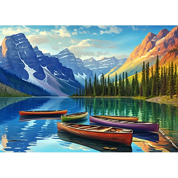 jigsaw puzzles 50 pieces for adults Nature Moraine Lake Canoes Landscape Formation wooden Challenging Puzzles Perfect for Game 7.9'' x 5.9''