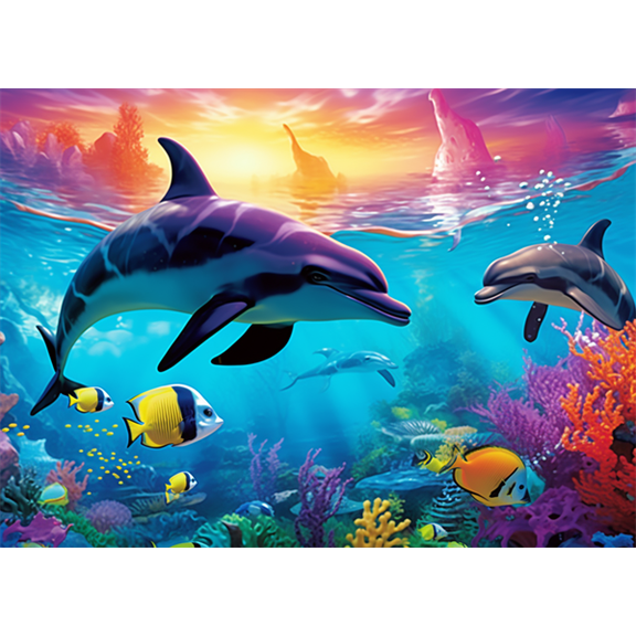 jigsaw puzzles 500 pieces Underwater World Dolphins wooden Challenging Puzzle Perfect for Game Toys Nights 20.4'' x 14.9''