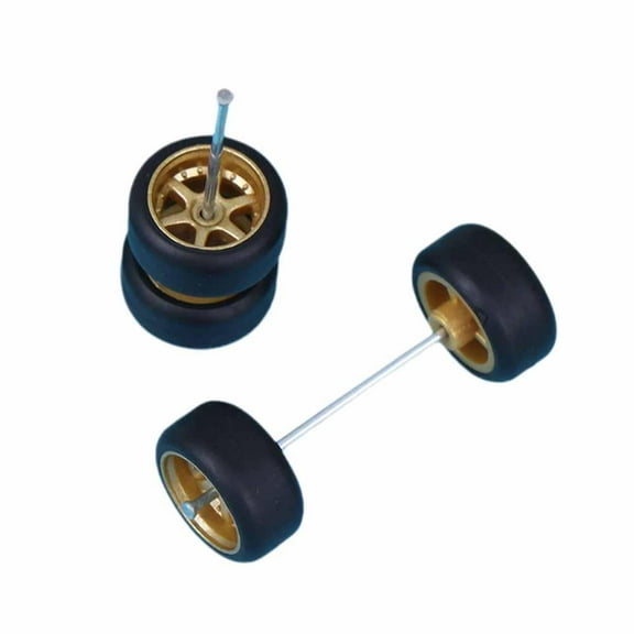 jileijar 4 Spoke Custom Alloy 1:64 Wheels And Tyres Real Riders Rubber K4C1