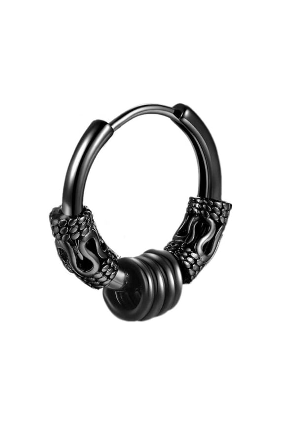 Cool Punk Men's Stainless Steel Hip Hop Stud Earrings Pattern Round Dragon F❄ J5N7