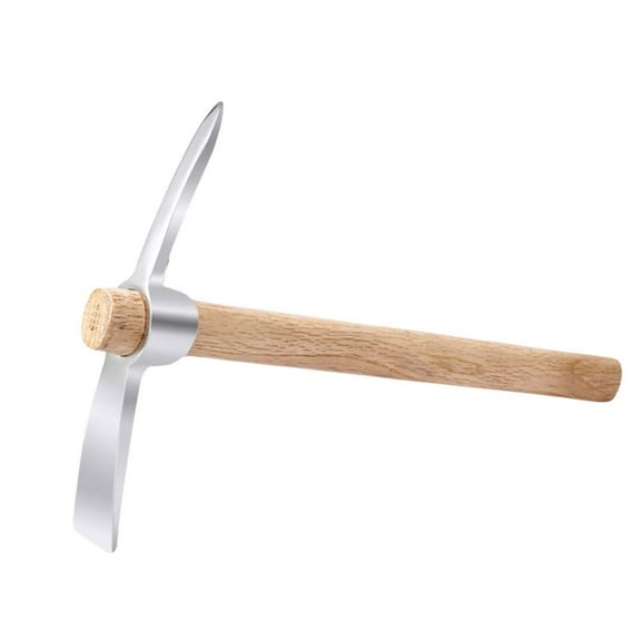 jileijar Stainless Steel Double Headed Pickaxe, 2024 New 2 in 1 Garden Pickaxe with Wooden Small Axe Handle, Pick For Trans Hand Tool N1U8