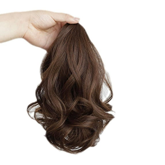jileijar Synthetic Hair Clip Ponytail Wig 35-40cm Long Natural Curly Hair High Temperature Wig Accessory Tie Silk Ponytail Short Hair ponytail,claw extension,clip extension ponytail,brown wig,wav