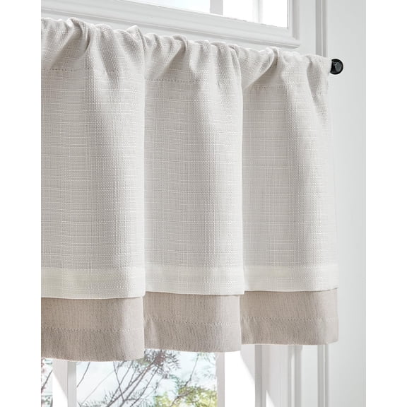 jinchan Curtain Light Filtering Kitchen for Living Room Bedroom Small Windows Valance 18 Inch Double Layer Farmhouse Window Rustic Overlay Rod Pocket 1 Panel Ivory